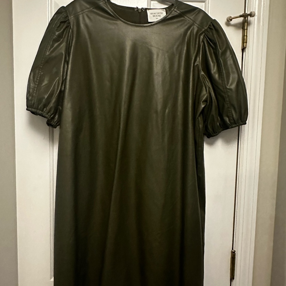 Elegant Olive Puff Sleeve Dress